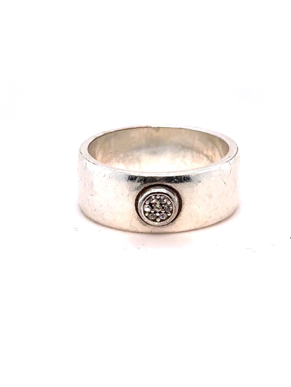 Brighton‎ Silver Wide Band Ring with Pave Crystal Accent